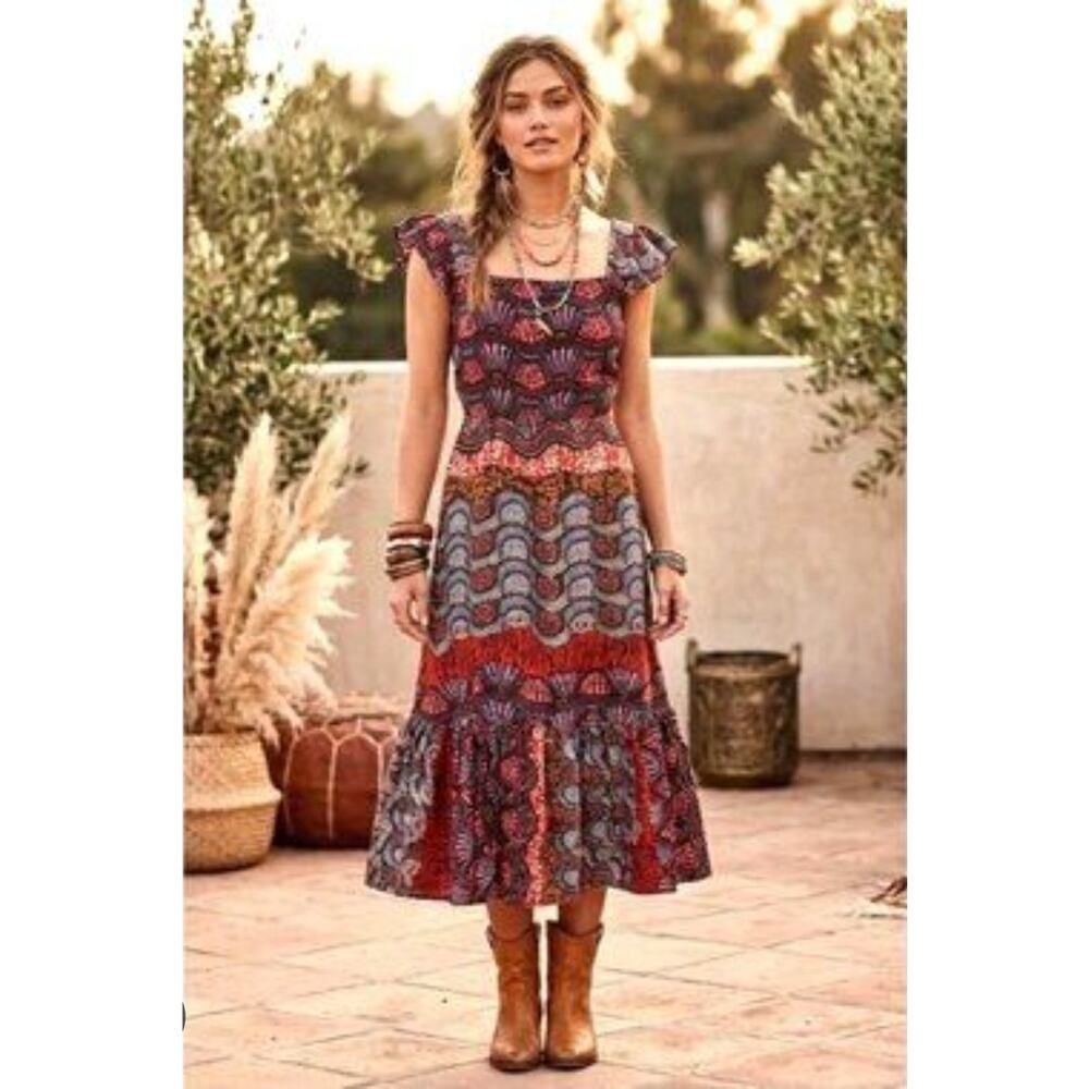 Corey Lynn Calter Doriane Purple Pink Seashells Midi Dress XS